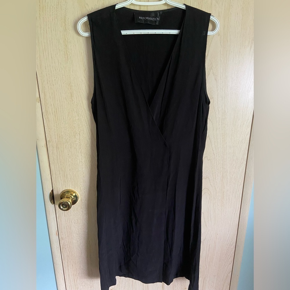 REFORMATION Classic Black Wrap Dress Sz Medium Authentic - Picture 2 of 15